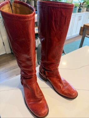 Frye Phillip Harness Red Leather Boots